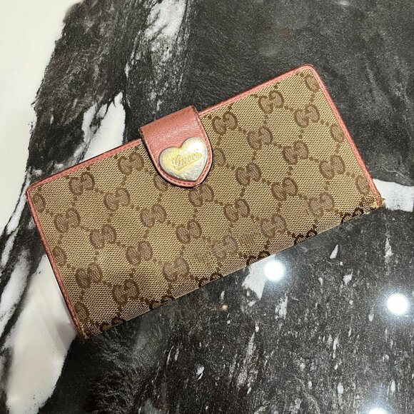 Gucci Purse + Wallet Set: Monogram Jolicoeur Pink Gold Tote & Heart Clasp Wallet - Picture 9 of 16